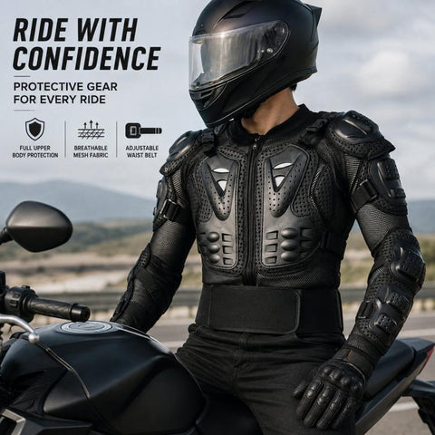 Motorcycle Body Armor Jacket Full Body Protective Gear with Removable Spine Back Protector, S, M, L, XL, XXL, XXXL, 4XL