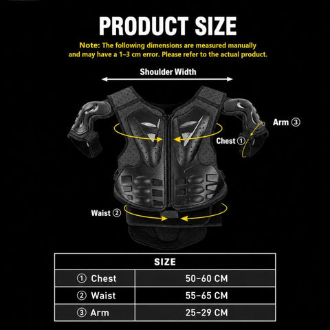 Kids Motorcycle Body Armor Set with Knee & Elbow Guard Pads Ages 5-12