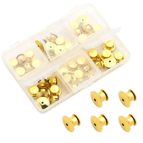 40 PCS/Box Locking Pin Backs Metal Pin Keepers Replacement with Storage Box for Enamel Pins Lapel Pins Badges