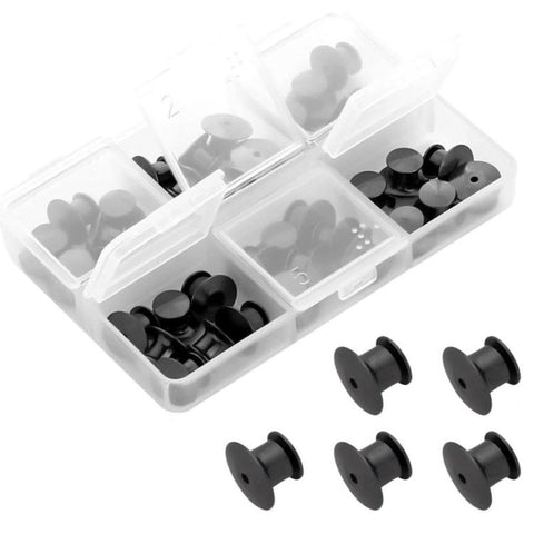 40 PCS/Box Locking Pin Backs Metal Pin Keepers Replacement with Storage Box for Enamel Pins Lapel Pins Badges