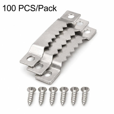 100 PCS/Pack Sawtooth Picture Hangers Kit 1.5 Inch Metal Picture Frame Hanging Hooks Hardware