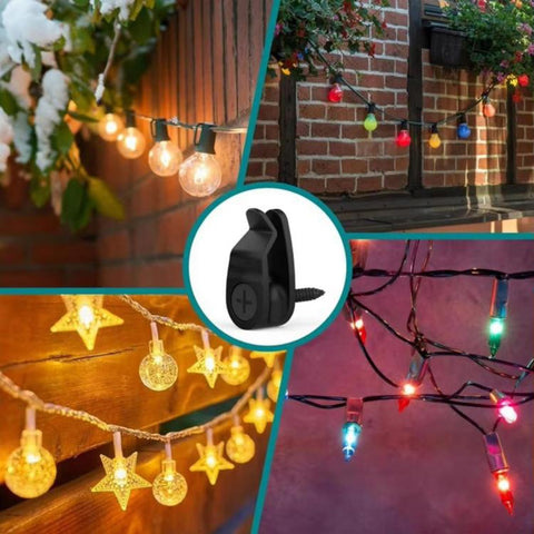 20 PCS/Pack Outdoor String Light Hooks Screw-in Light Clips Light Hangers for Patio, Deck, Fence Wall & Holiday Decor, Screw-in