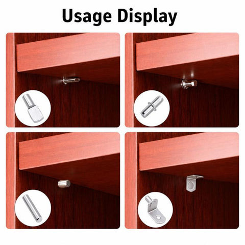 104 PCS/Box Shelf Pegs Kit 4 Assorted Styles Metal Shelf Support Pins Brackets Assortment, 104 PCS/Box Gold, 104 PCS/Box  Silver