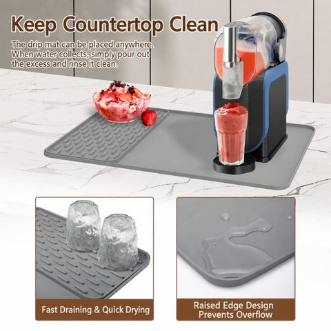2 In 1 Silicone Mat Waterproof Countertop Draining Spill Mat, For Ninja SLUSHi / FS299 / FS300 / FS301 / FS301C