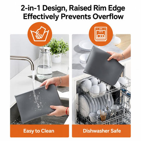 2 In 1 Silicone Mat Waterproof Countertop Draining Spill Mat, For Ninja SLUSHi / FS299 / FS300 / FS301 / FS301C