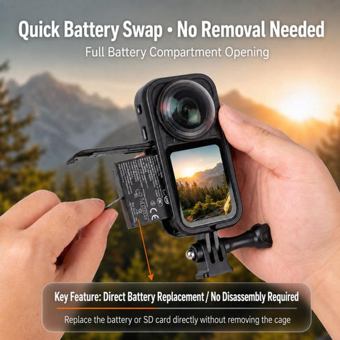 For Insta360 X6 Frame Cage Drop-Resistant Protective Case Shel with 1/4-inch Mount Adapter, PVC Cage