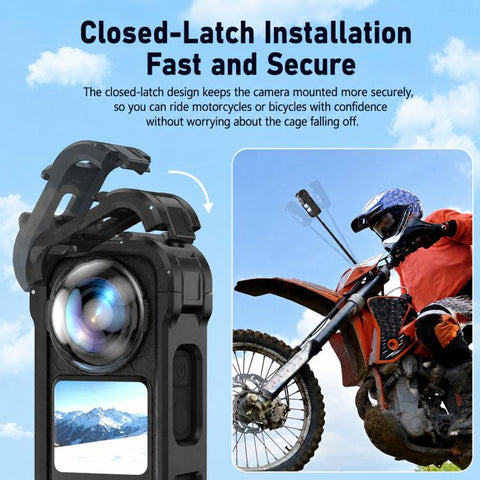 For Insta360 X6 PC Magnetic Quick-Release Frame Cage Protective Camera Housing With Cold Shoe, PC Material