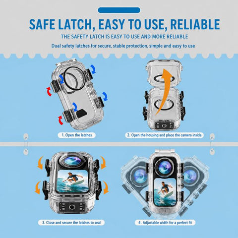 For Insta360 X6 Magnetic Quick Release Invisible Waterproof Housing 60m/197f Dive Case with Anti-Fog Inserts, Magnetic Quick Release