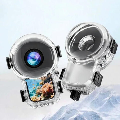 For Insta360 X6 Waterproof Housing 60M/196FT Invisible Dive Case with Foldable 2-Prong & 1/4inch Thread, 360 Panoramic Foldable 2-Prong