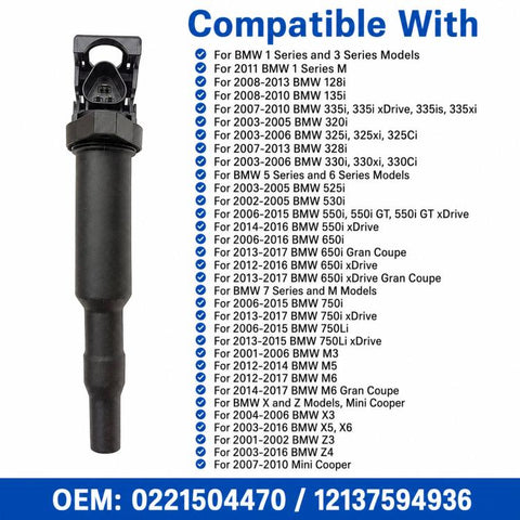 For BMW Ignition Coil 0221504470 / 12137594936