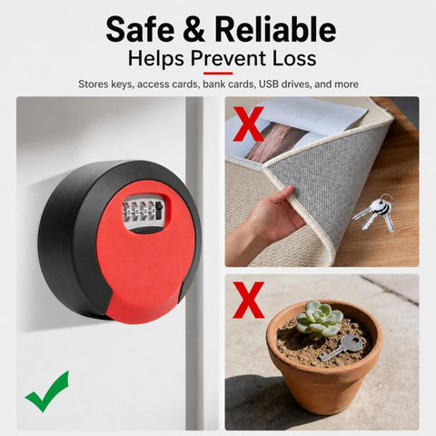 Key Lock Box Waterproof 4 Digit Combination Security Storage Case, Steel Rope Orange, Steel Rope Black, Steel Rope Red, Steel Rope Yellow, Steel Rope Gray, Steel Rope Blue, Steel Rope Green, Steel Rope Purple, Hanging Orange, Hanging Black, Hanging Red...
