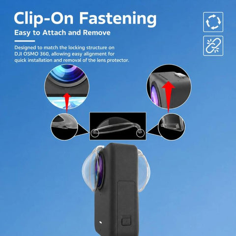 For DJI Osmo 360 II / Osmo 360 Snap-On Lens Guards High-Transparency PMMA Optical Lens Protector Cover, Regular Version, Premium AR Coated