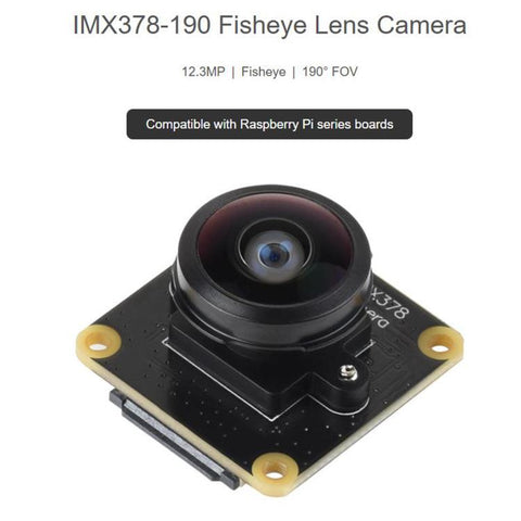 IMX378-190 12.3MP Fisheye Lens Camera 190-Degree FOV Rolling Shutter For Raspberry Pi Series Boards, WAVESHARE 34709