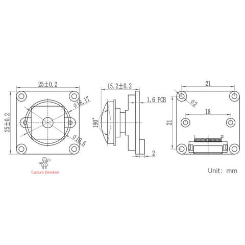 IMX378-190 12.3MP Fisheye Lens Camera 190-Degree FOV Rolling Shutter For Raspberry Pi Series Boards, WAVESHARE 34709