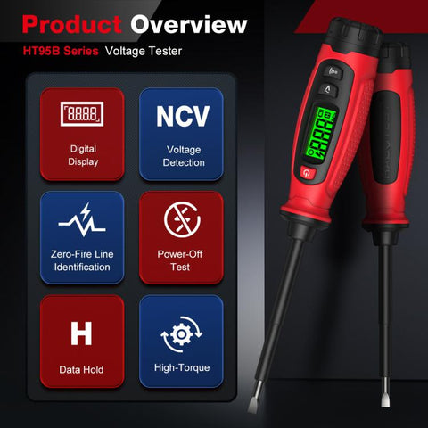 Digital Voltage Tester Screwdriver 3V-500V AC Non-Contact Voltage Detector Pen, HABOTEST  HT95B-PH1, HABOTEST  HT95B-SL5