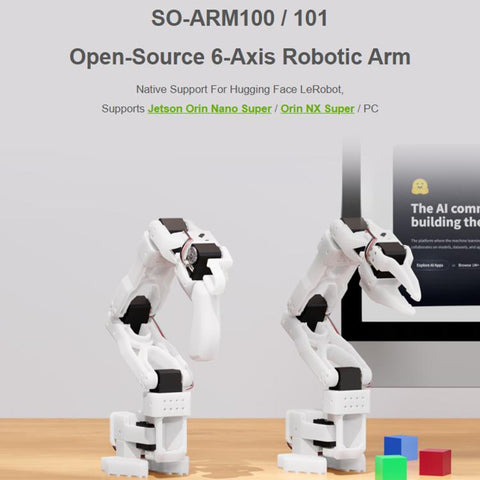 WAVESHARE SO-ARM101 Open-Source 6-Axis Robotic Arm High-Torque Bus Servo, US Plug, UK Plug, EU Plug