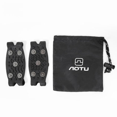 1 Pair AOTU AT8613 5-Stud Ice Cleats Anti-Slip Crampons Shoes Grippers Cover For Snow Hiking Walking