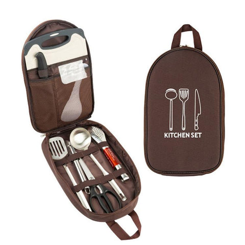 8 PCS/Pack AOTU AT6413 Camping Cookware Utensils Set Portable Stainless Steel Cooking Tools With Case
