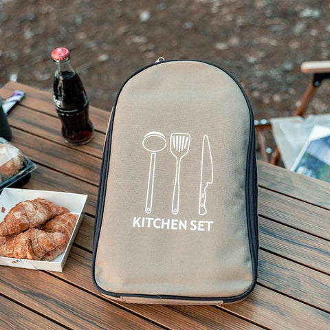 8 PCS/Pack AOTU AT6413 Camping Cookware Utensils Set Portable Stainless Steel Cooking Tools With Case