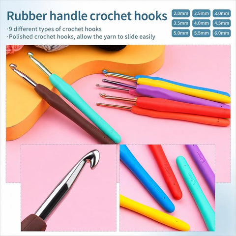130 In 1 Crochet Kit for Beginners Crochet Hooks Set with 12 Colors Yarn, Hanging Storage Bag, 130 In 1