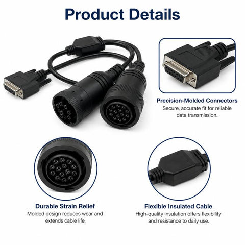 Truck Diesel ET4 Diagnostic Cable 457-6114 For Caterpillar / Cummins / Deutsch Interfaces
