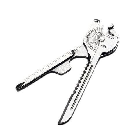 AOTU AT9020 Key-Shaped EDC Keychain 8 In 1 Multitool Portable Pocket Box Cutter Bottle Opener Screwdriver