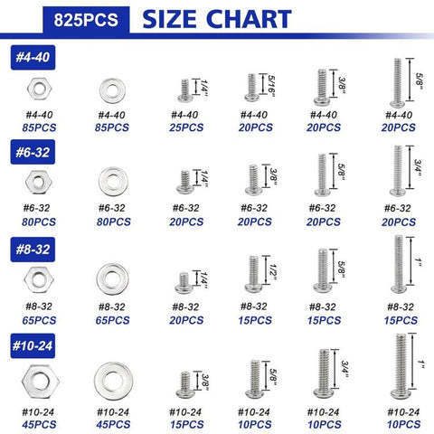 1575pcs /Box 304 Stainless Steel Screws Nuts Phillips Head Pan Head Set