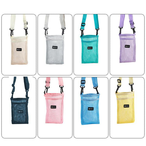 AOTU AT6941-1 Mesh Water Bottle Holder Carrier Bag With Adjustable Shoulder Strap Front Pocket For Outdoor Walking