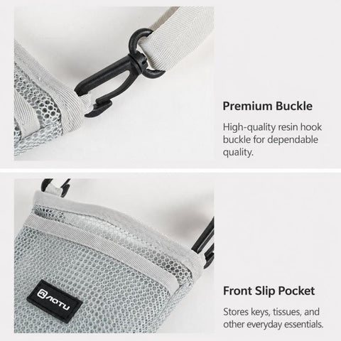 AOTU AT6941-1 Mesh Water Bottle Holder Carrier Bag With Adjustable Shoulder Strap Front Pocket For Outdoor Walking