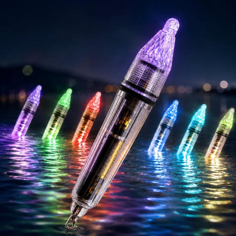 Underwater LED Fishing Light Multi-Color Flashing Deep Drop Fish Attractor Lure, 12cm, 17cm