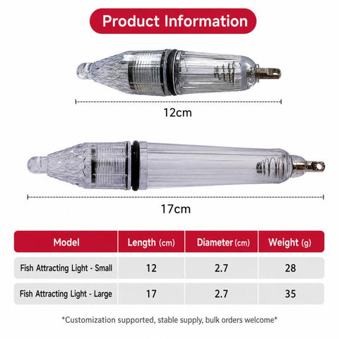 Underwater LED Fishing Light Multi-Color Flashing Deep Drop Fish Attractor Lure, 12cm, 17cm