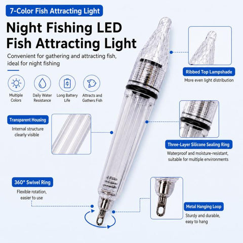 Underwater LED Fishing Light Multi-Color Flashing Deep Drop Fish Attractor Lure, 12cm, 17cm