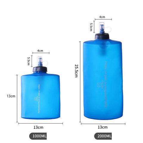 AOTU AT6641 Collapsible Soft Flask TPU Water Bottle Foldable Hydration Bladder For Trail Running Hiking, 1000ML, 2000ML