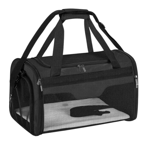 Portable Soft-Sided Pet Travel Bag With Safety Zipper Foldable Hand-Carried Carrier For Dogs & Cats