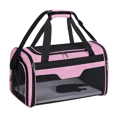 Portable Soft-Sided Pet Travel Bag With Safety Zipper Foldable Hand-Carried Carrier For Dogs & Cats
