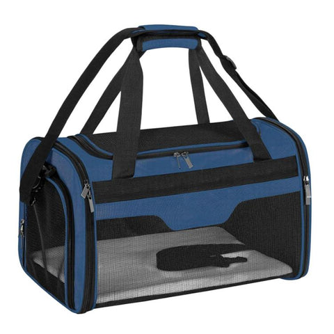 Portable Soft-Sided Pet Travel Bag With Safety Zipper Foldable Hand-Carried Carrier For Dogs & Cats