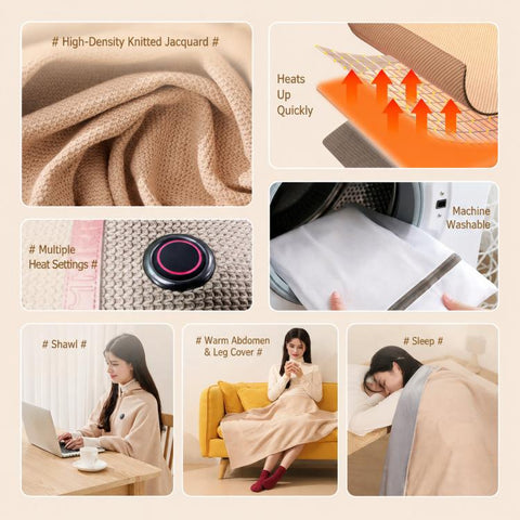 Electric Heated Shawl Wrap Blanket 5V USB Heated Poncho With 3 Heat Levels Washable Wearable Blanket