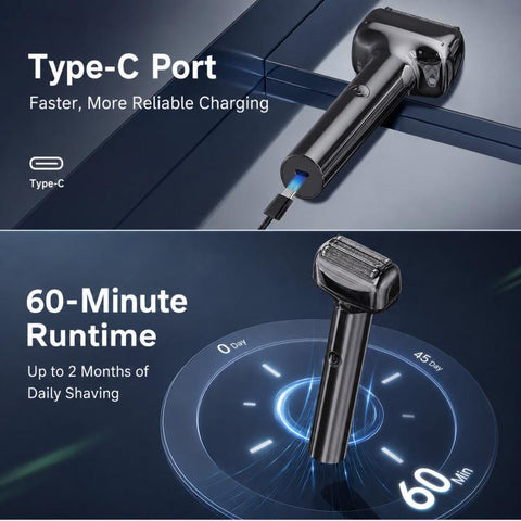 T9 Men Electric Foil Shaver Portable Rechargeable Cordless Travel Razor, Silver Gray