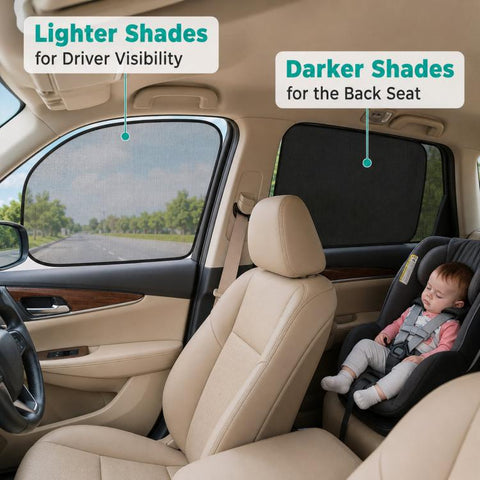 Car PVC Mesh Electrostatic Sunshade, 2 Black Films, 4 Black Films, 2 Translucent Films, 4 Translucent Films