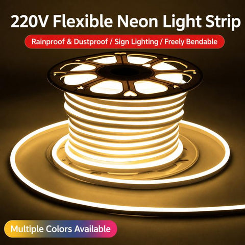100m /Roll 220V Flexible LED Neon Rope Light Waterproof Cuttable High Voltage Outdoor Commercial Sign Lighting