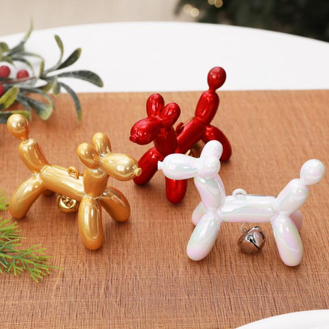 Glittery Puppy & Bell Christmas Tree Ornament / Holiday Window Decoration