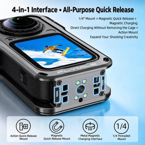 For Insta360 X6 Flymile Heat Dissipation Cage Camera Shockproof Protective Frame