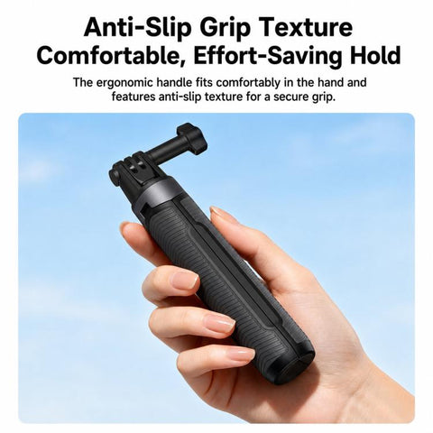 LKTOP Action Camera Tripod Selfie Stick 17.5-50cm Extendable Handheld Grip with 2-in-1 Dual Adapter