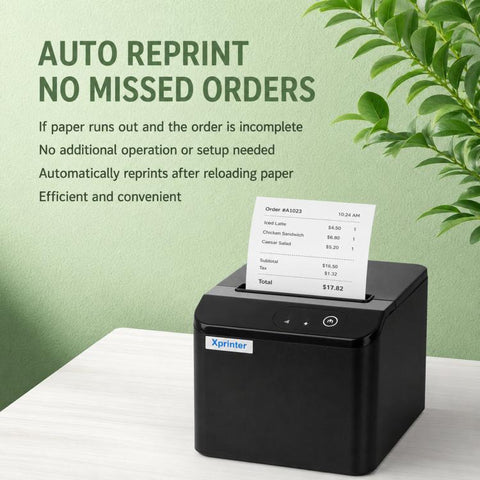 Xprinter XP-T80Q Thermal Receipt Printer For Catering Medical & Milk Tea Shops, USB, USB + Network Port