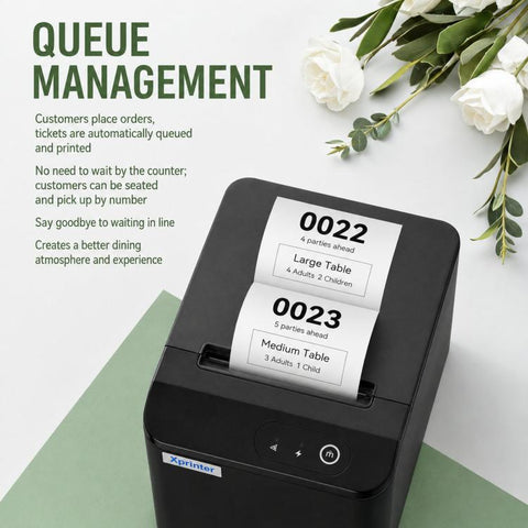 Xprinter XP-T80Q Thermal Receipt Printer For Catering Medical & Milk Tea Shops, USB, USB + Network Port