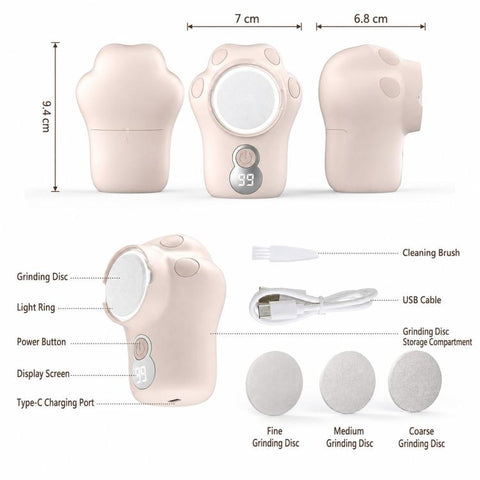 Electric Foot Callus Remover Rechargeable Pedicure Tool With 3 Quartz Rollers & LED Display