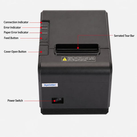 Xprinter XP-Q200 USB+Lan Port Thermal Receipt Printer 80mm Printing Machine For Catering & Milk Tea Shops, US Plug, EU Plug, UK Plug