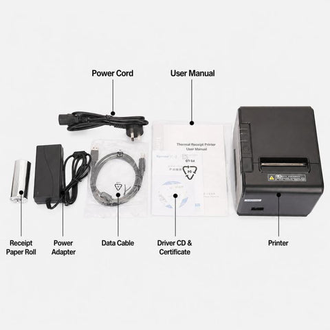 Xprinter XP-Q200 USB+Lan Port Thermal Receipt Printer 80mm Printing Machine For Catering & Milk Tea Shops, US Plug, EU Plug, UK Plug