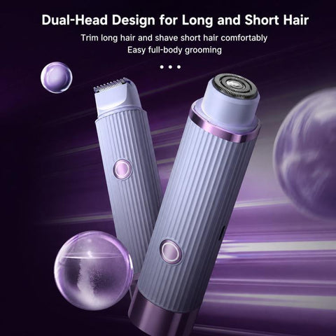 Women Electric Bikini Trimmer 2 In 1 Cordless Body Hair Razor With 3D Arc Blade & Knife Net