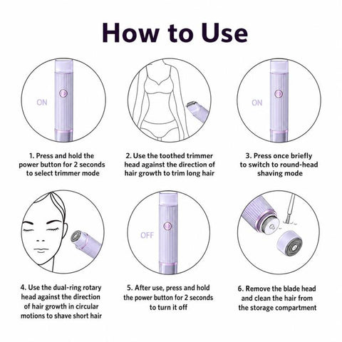 Women Electric Bikini Trimmer 2 In 1 Cordless Body Hair Razor With 3D Arc Blade & Knife Net